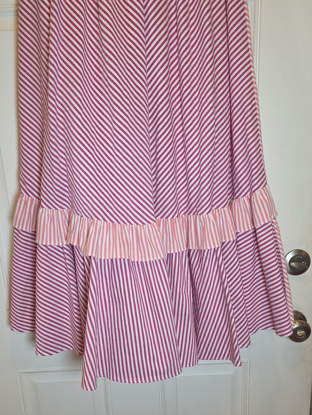 Maeve Anthropologie Penny Ruffled Wrap Midi Skirt Pink White Striped Sz S EUC - Picture 15 of 15